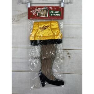 A Christmas Story Leg Lamp Christmas Stocking Embroidered Fringe Fishnet 18” NEW